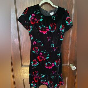 J.Crew Black Floral Velvet Dress